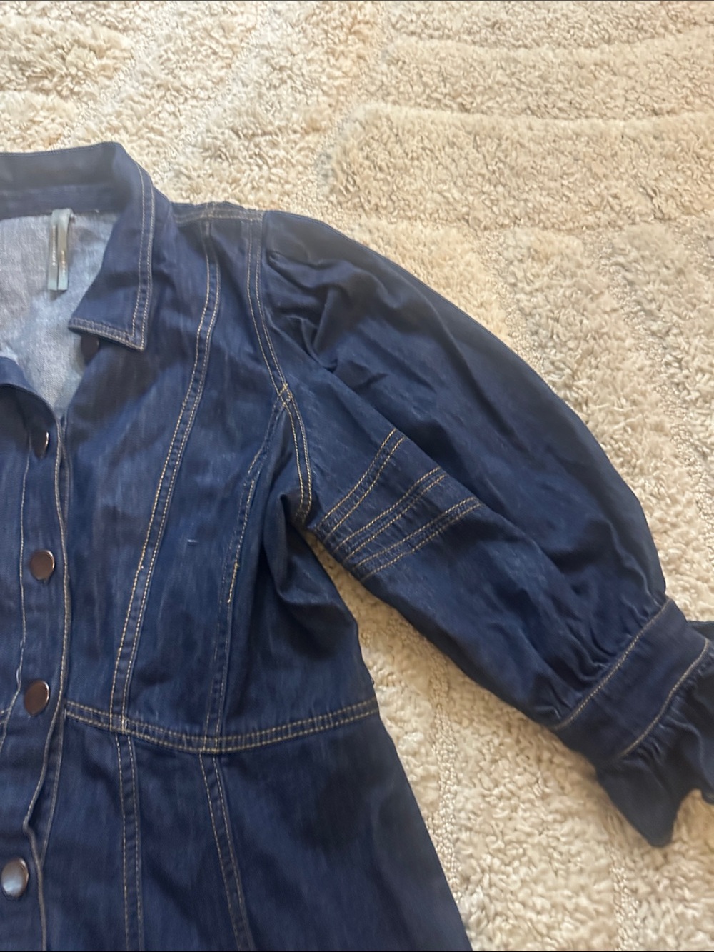Anthropologie Dark Wash Denim Button-Front Mini Dress - Picture 4 of 11